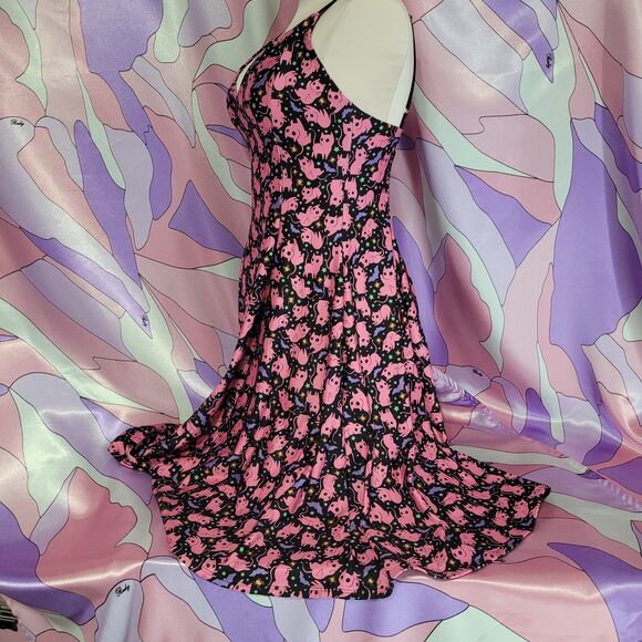 Blackmilk Dress Medium Purr Evil Black Pink Halloween Bats Cats Skater Cosplay - Picture 6 of 9
